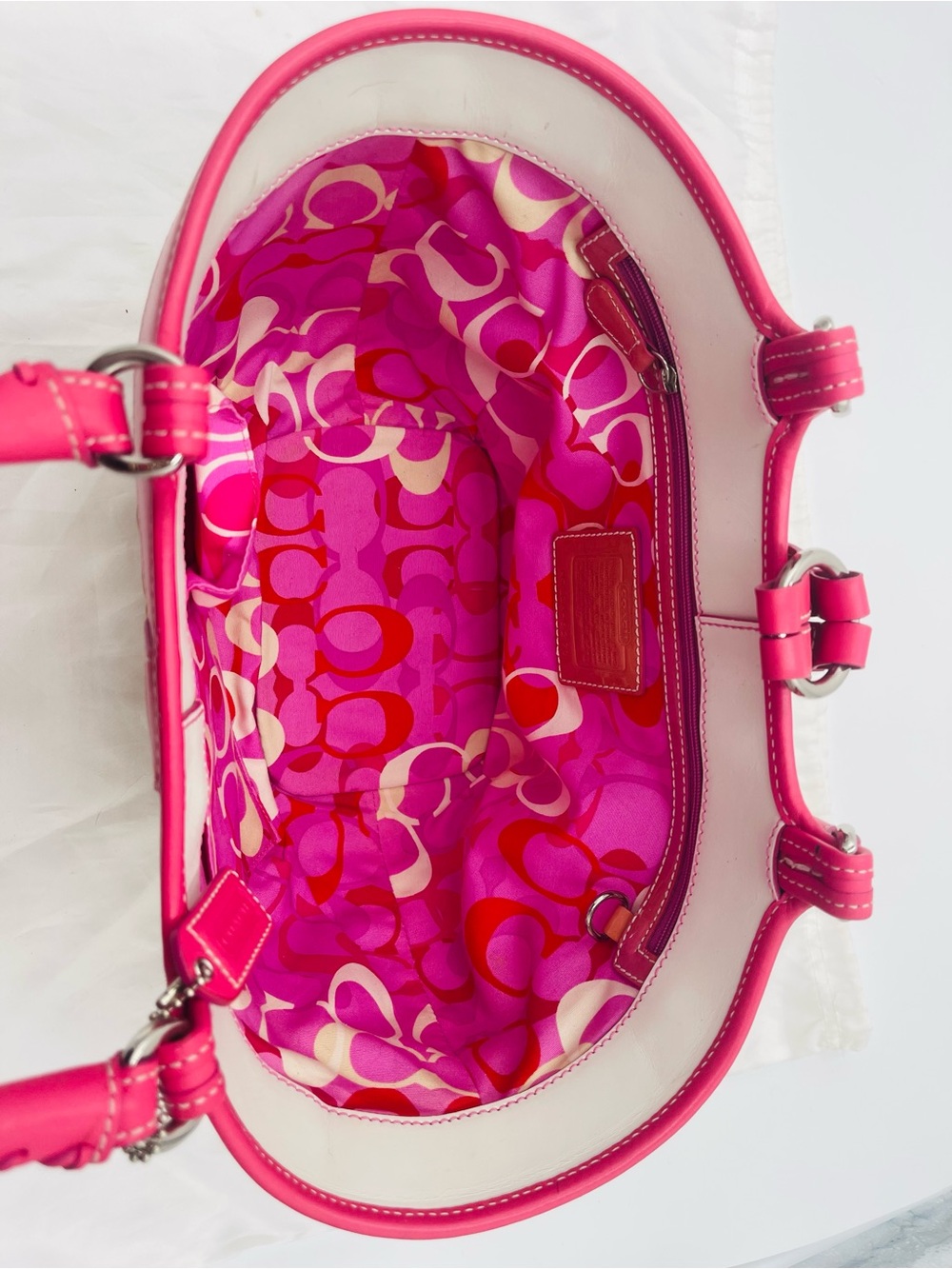 COACH 6271 Pink Trim Wicker Tote Bag - Picture 9 of 9